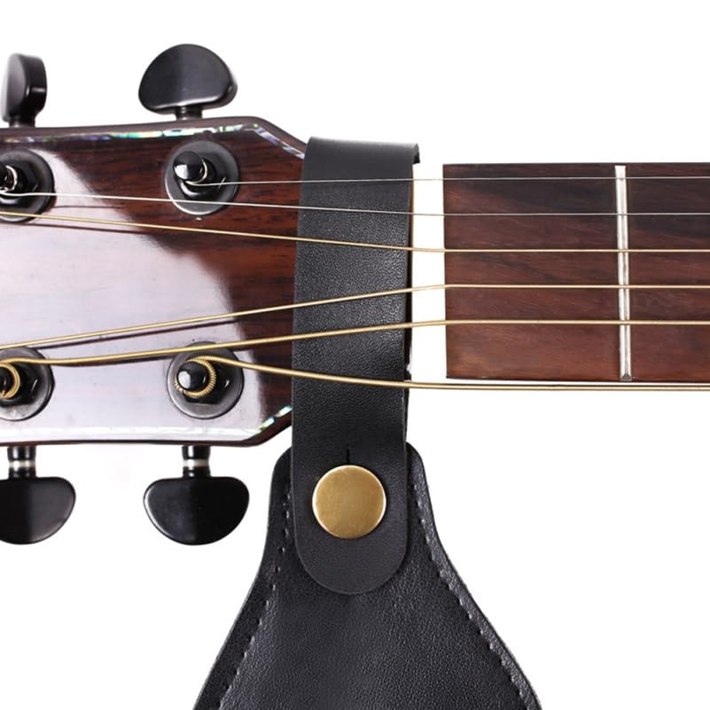 LIFKOME Guitar Neck Strap Head Black 3-Pack, Leather, Acoustic, Electric, Bass, Ukulele, Button,