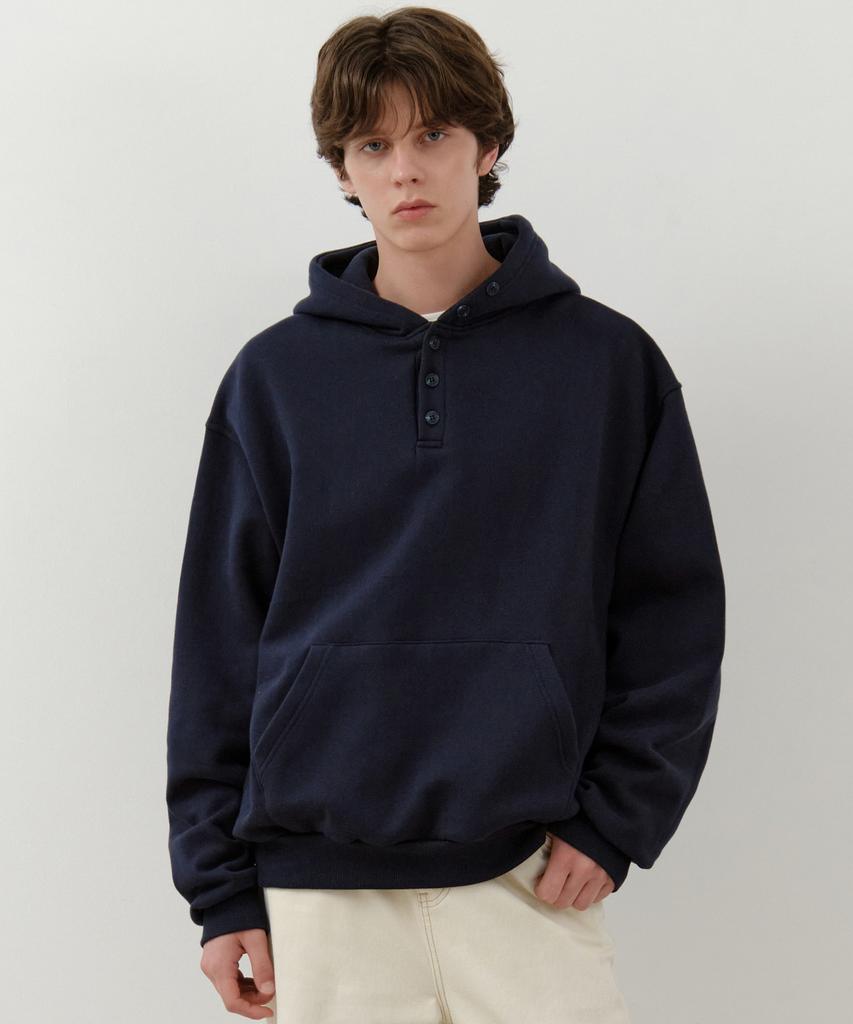 Snug Button Henley Neck Hoodie_Navy(W25-Tp47)