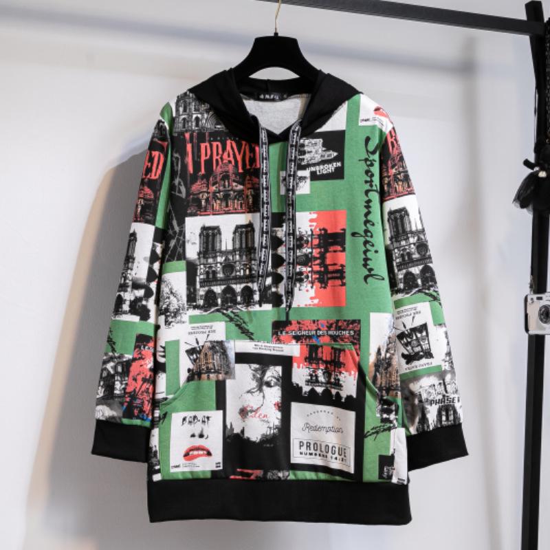 2025 Korean Style Mickey Print Oversized Round Neck Sweatshirt - Women's Long Sleeve Top for Spring & Autumn