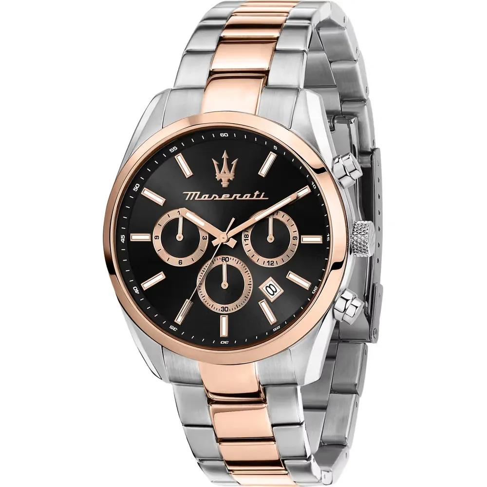 Maserati Attrazione Black Bicolor Rose Stainless Steel Gents Quartz Chronograph with Date R8853151002 чёрный