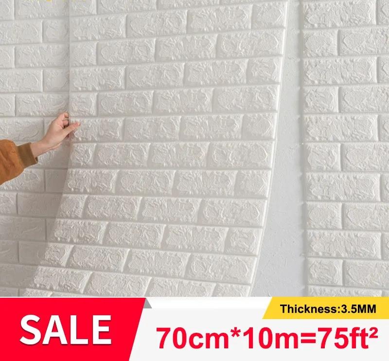 

10m 3D Self-Adhesive Wallpaper Continuous Waterproof Brick Wall Stickers Living Room Bedroom Children s Room Home Decor 70CMX10M