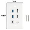 HDTV Keystone Wall Plate Cat6 2xUSB3.0 1x Type C 1x CAT6 RJ45 Ethernet Type Port HDTV Decorative Connector Wall Plate