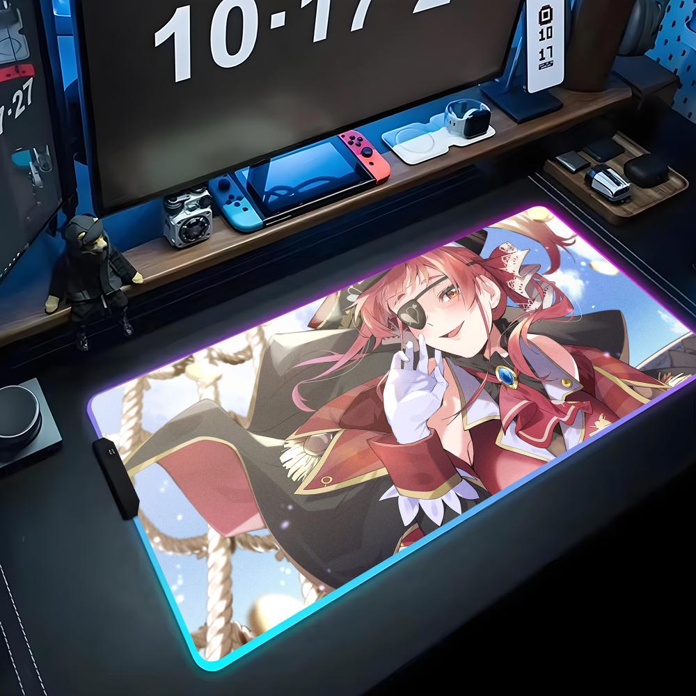 

houshou marine Mouse Pad RGB Gaming Mousepad Big LED Pad PC Desk Mat Luminous Mouse Pad Large Keyboard Mats Table Rug With RGB600x300x3mm
