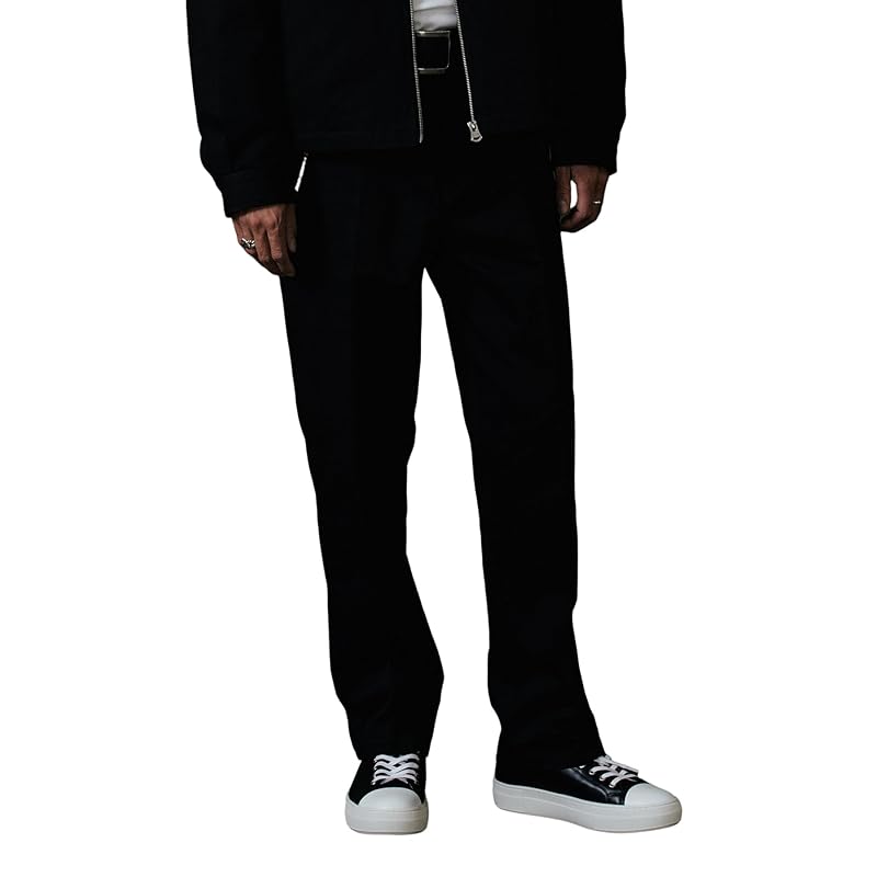 

[Climy] chino slacks pants men s fashion black XL (US=L) BLACK
