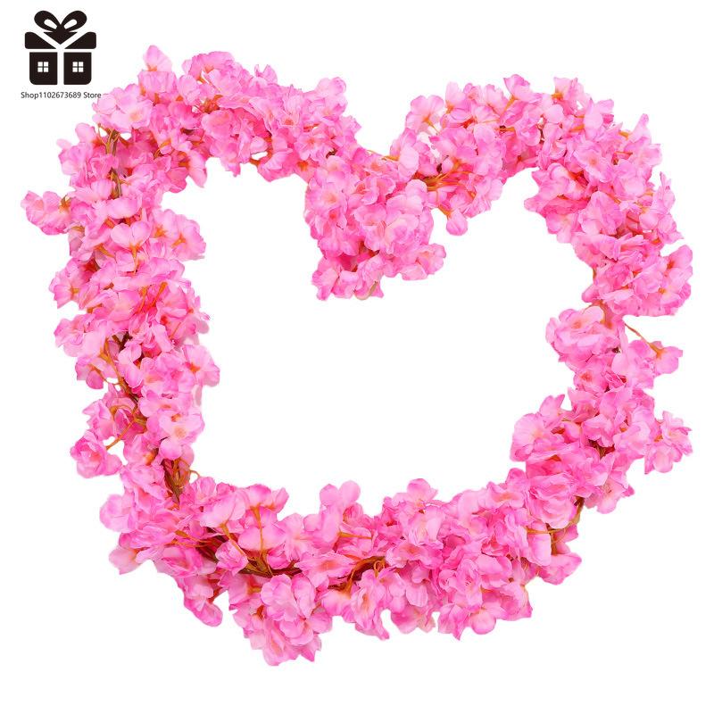 230CM Artificial Sakura Flowers Vine Wedding Garden Rose Arch Home Party Decoration Christmas Bridal Fake Silk Scrapbook Plants