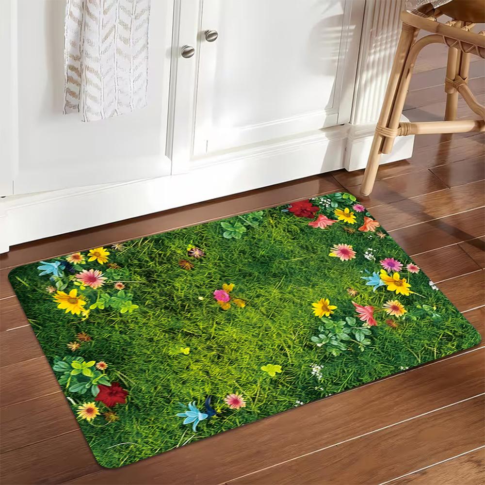 Vintage Floral Wall Mural Decoration,Carpet,Living Room,Bedroom, Non-slip,Square rug