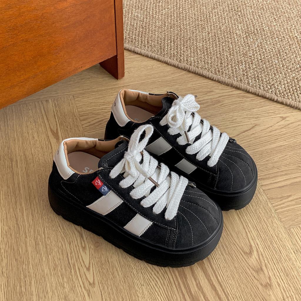 Queen Fan retro brown versatile platform German training shoes women's 2025 new autumn skirt heightening board shoes