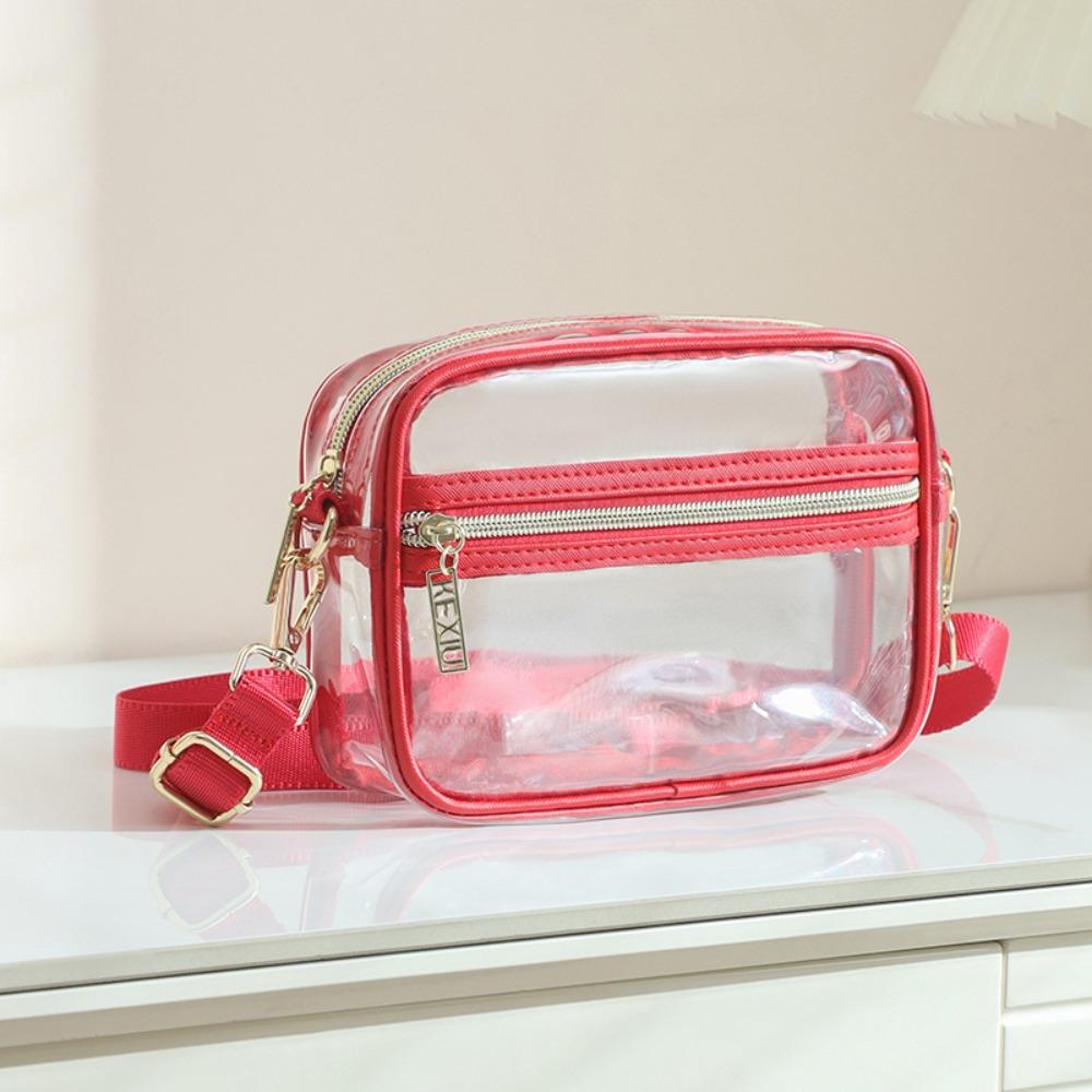 Waterproof PVC Crossbody Bag Adjustable Shoulder Strap Clear Messenger Bag  Women