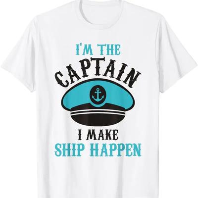 Kapitein Ik Laat Het Schip Gebeuren Grappige Grafische T-shirt met Korte Mouwen Katoen Unisex Reis Kleding