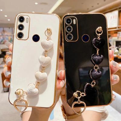 Custodia per braccialetto cuore amore per Motorola Moto G22 G32 G52 G82 G13 G23 G53 G73 G10 G20 G30 G50 G60 E13 E32 E22 Cover in silicone di lusso