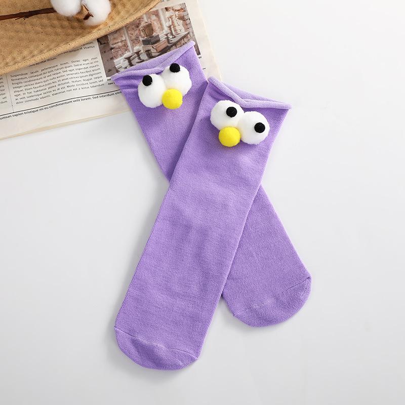 

Детская мода Большие глаза Детские носки Милые мультяшные детские конфетные чулки и носки Милые носки для мальчиков и девочек Детские носки Аксессуары фиолетовый