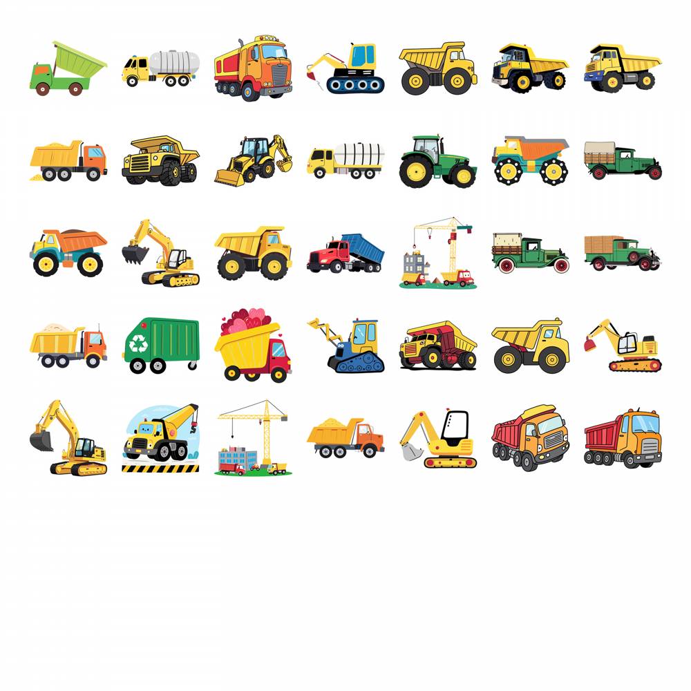35pcs Cartoon Construction Vehicles Stickers Colorful Trucks  Stickers Graffiti Decals For  Laptop Luggage Scrapbook