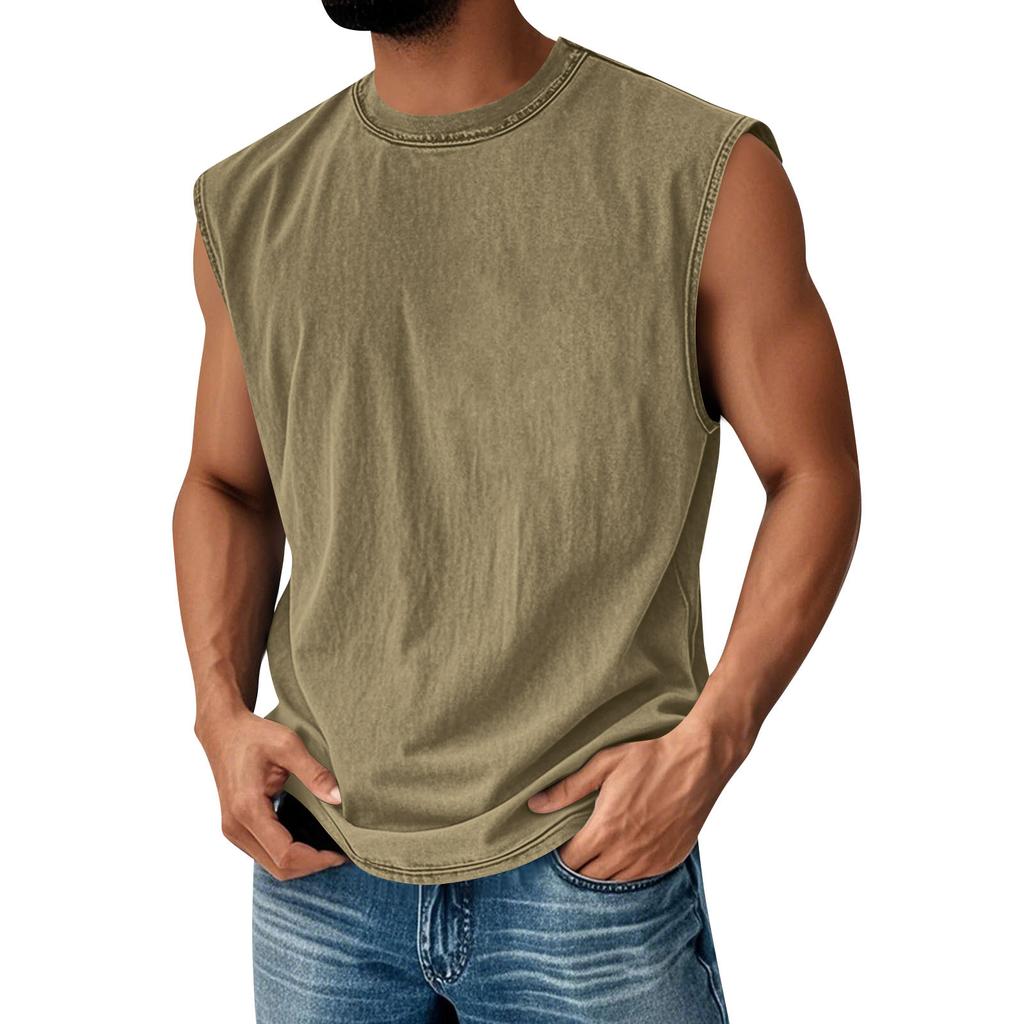 Herren Rundhals Used Look Oberteil Lässiger Komfort Weste