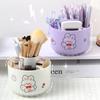 Makeup Brush Holder Cosmetic Storage Box 360-Degree Rotatable 5 Slot Design