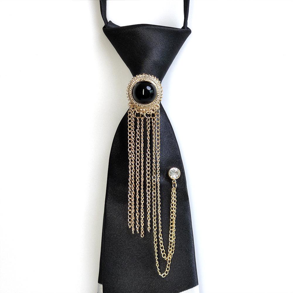 Unisex Pearl Tassel No-Knot Bow Tie Shirt - Casual Fashion Trend
