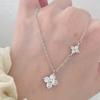 925 Silber Kristall vierblättriges Kleeblatt Schlüsselbein Kette Halskette Anhänger für Frauen Hochzeits Schmuck Geschenk Halsband Neu in Halskette