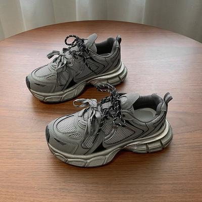 Retro Hongkong-Stil Dad Shoes Damen 2024 Herbst neu dicksohlige Mesh atmungsaktive vielseitige lässige Laufschuhe Sneakers