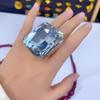 Adjustable Size Square Rhinestone Ring Square Shape Large Crystal Ring Adjustable Crystal Ring