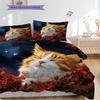 Ginger Cat Pattern Bedding Quilt Set Quilt Cover Pillowcase Home Decoration Birthday Gift (1 * duvet cover + 2 * pillowcase, without core)