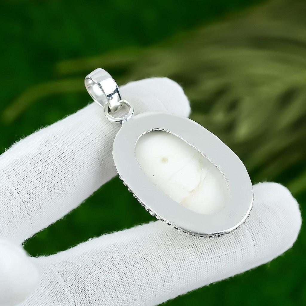 Gift For Women Jewelry Pendant 925 Sterling Silver Natural Howlite Gemstone