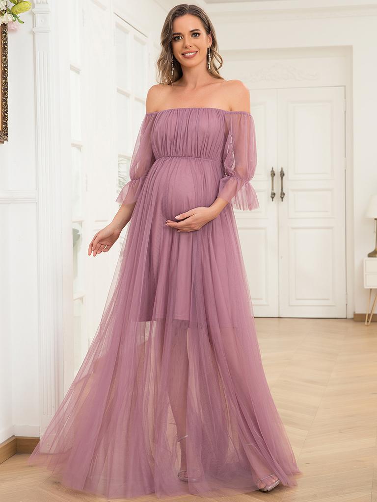 Ever-Pretty Women's Off-Shoulder A-line Tulle Maternity Dress for Baby  Shower  buy at low prices in the Joom online store