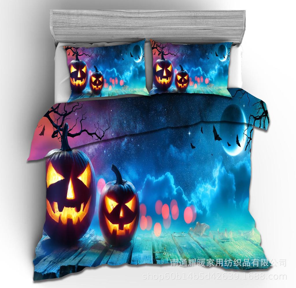 3D Digital Printing Halloween Bedding Pattern Four-Piece Set Three-Piece Set Sticker