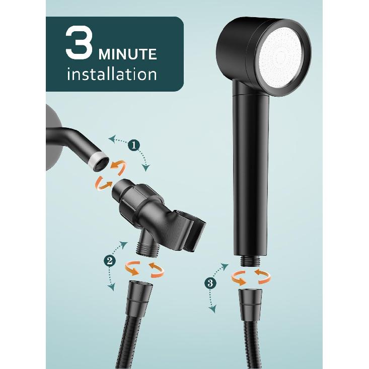 Filtered Shower Head with Handheld, High Pressure Shower Heads with 3 Spray, Showerhead with Filters Hand held for Hard Water, Remove Chlorine