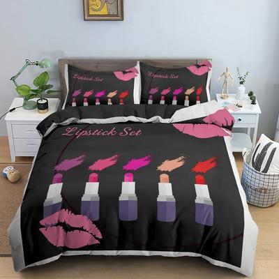 Fashion Women's Cosmetics Comfortable Duvet Quilt Cover Pillowcase Bedding Set Children Bedroom Decoration Home Textile