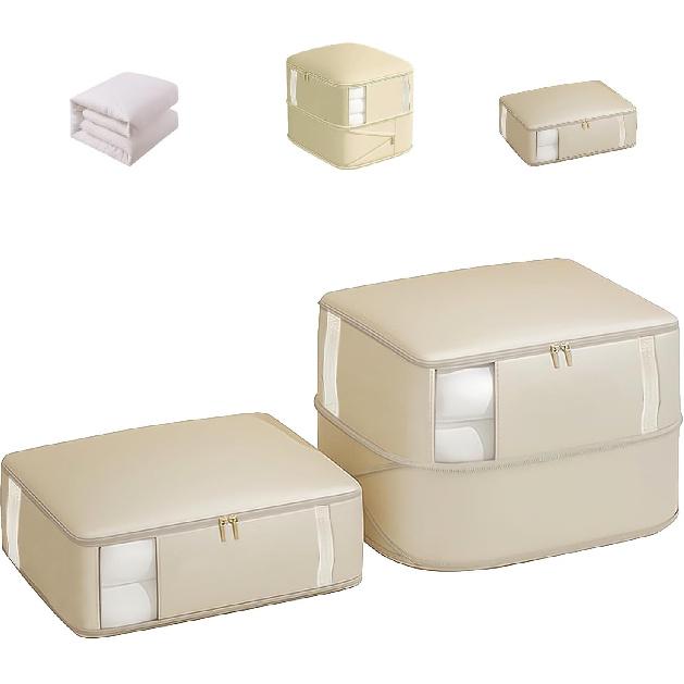 STARGAZ Large bedding storage bags with zipper, 70L large compression packing cubes,Storage Bag with Transparent Viewing Window,Suitable for Bedding, L абрикосовый