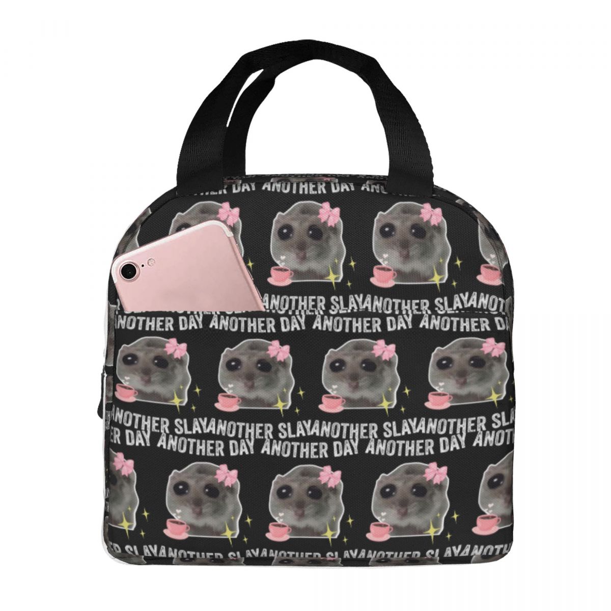 Sad Hamster Another Day Another Slay Insulated Lunch Bag for Women Children Portable Food Boxes Thermal Lunch Box Tote One Size