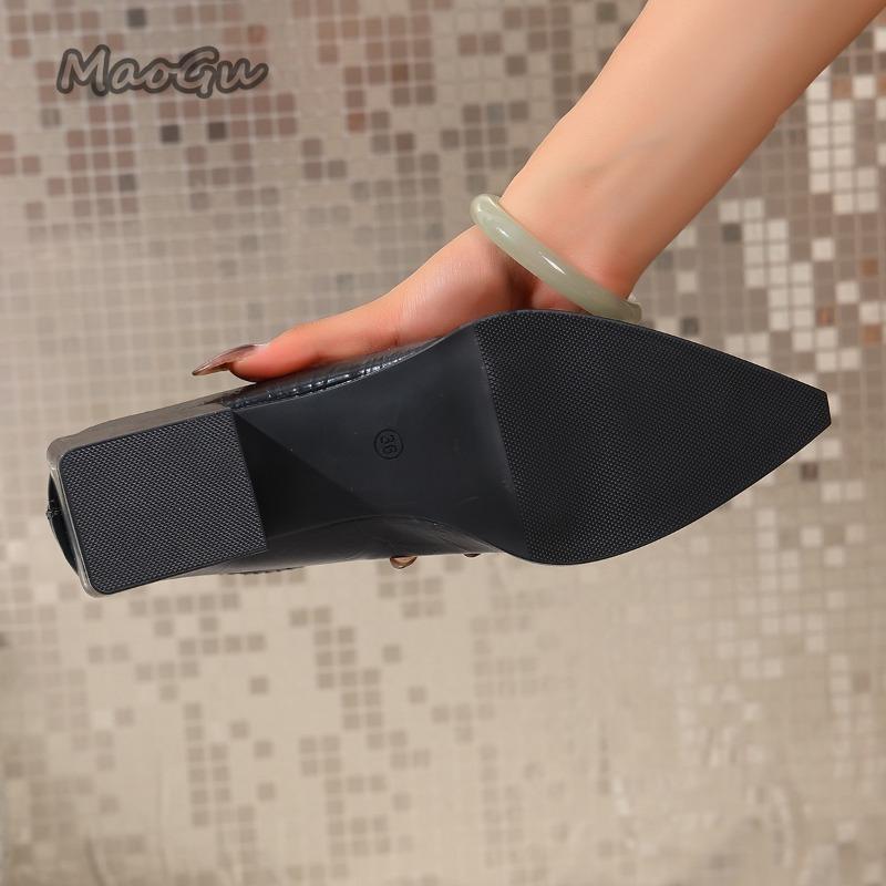 Fashion 2025 Women's Autumn Boots PU Leather Pointed Toe Elegant Short Boots Slip On Botas Mujer Office Ladies Fashion Botines Size35-42