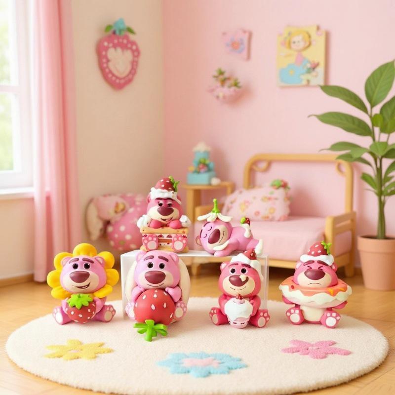 Lotso Bear Blind Box Action Figure - Cute Desktop Ornament & Cake Topper Gift Doll