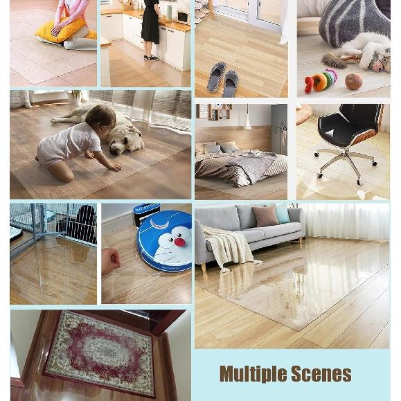 2 3 4 5 6 Ft Clear Floor Runner for Hardwood,Non Slip Vinyl Large Area Rug Protector Cover for Living Room Entryway Home Cuttable Plastic Carpet
