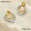 GEMCHIC Women's Vintage Gold Tone Stainless Steel Double Layer Geometric Circle Drop Earrings Fashion Jewelry