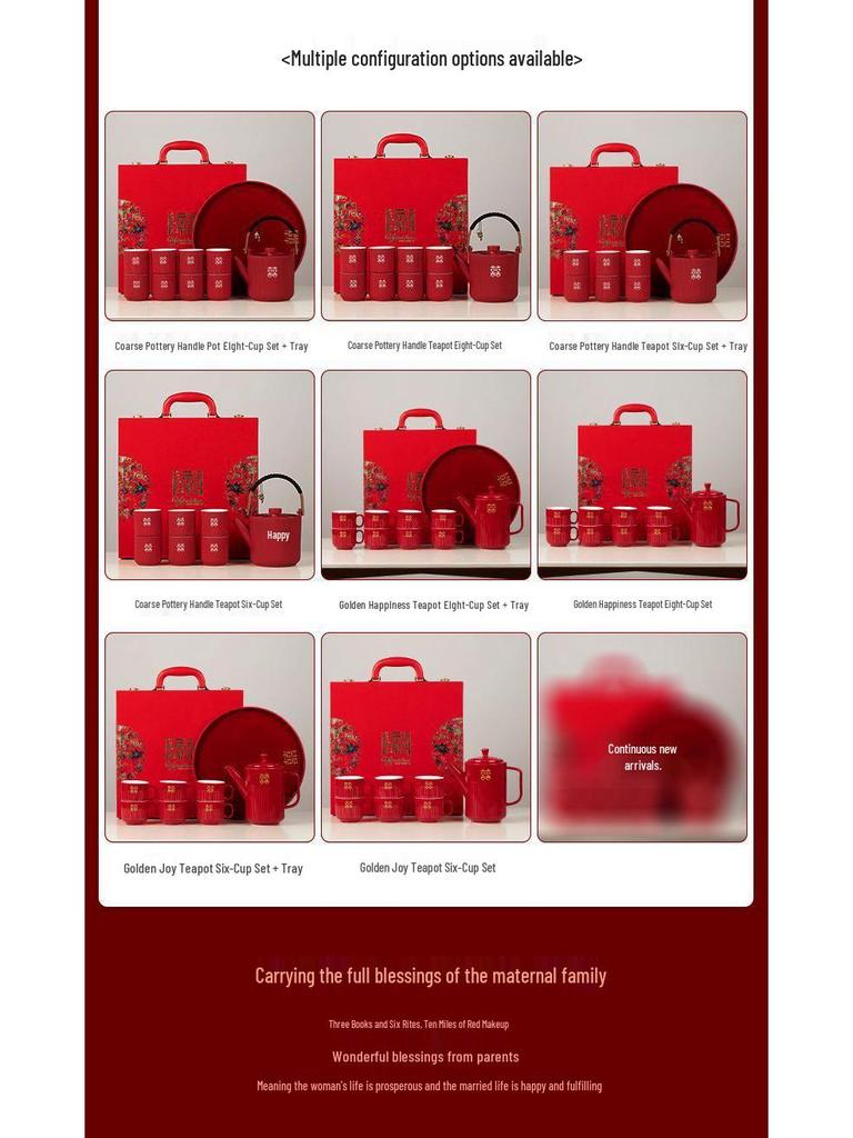 Wedding Tea Set: Teacups & Teapot Gift for Newlyweds, Perfect for Tea Ceremony, Toasting, & Dowry Souvenir