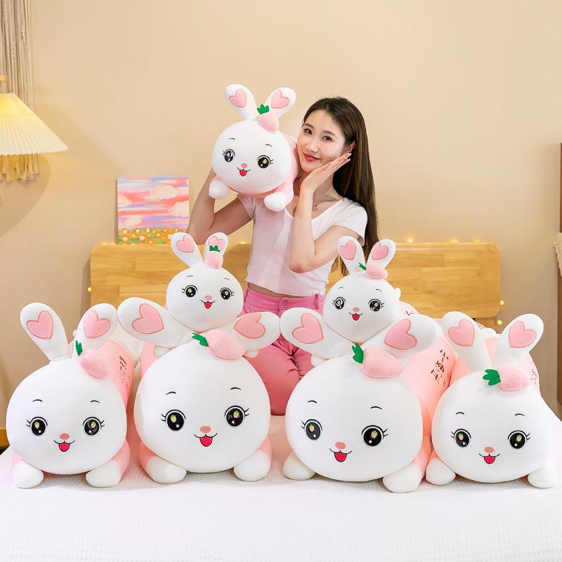 New Large Strip Throw Pillow Strawberry Rabbit Doll Plush Toy Girl Confession Gift