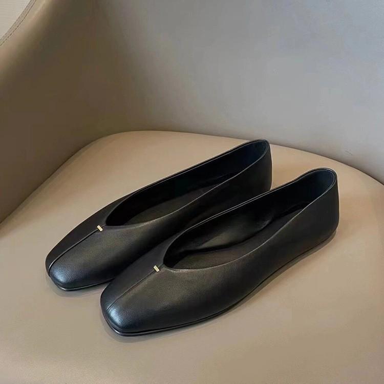 Sheepskin Version~ Genuine Leather Retro Shallow Mouth One-pedal Single Shoes Women's Casual Versatile Flat Shoes Grandma Shoes Ballet Shoes