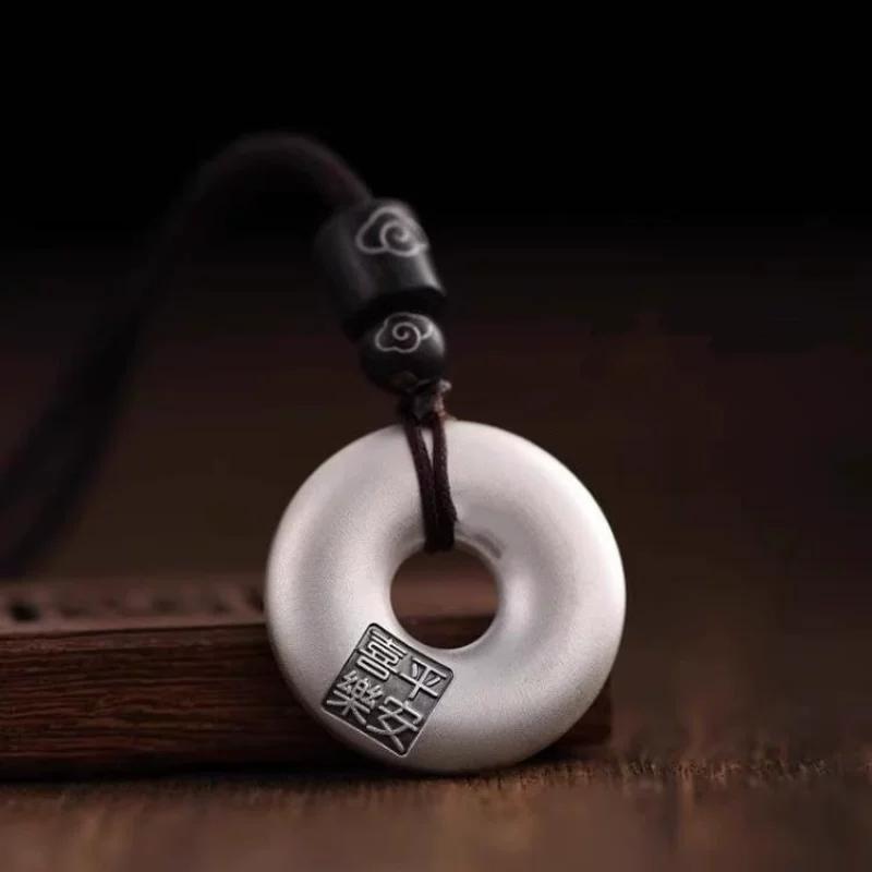 New glossy Ping An Joy Necklace Ping An Buckle Fu Character Large Pendant Fashion Design Necklace
