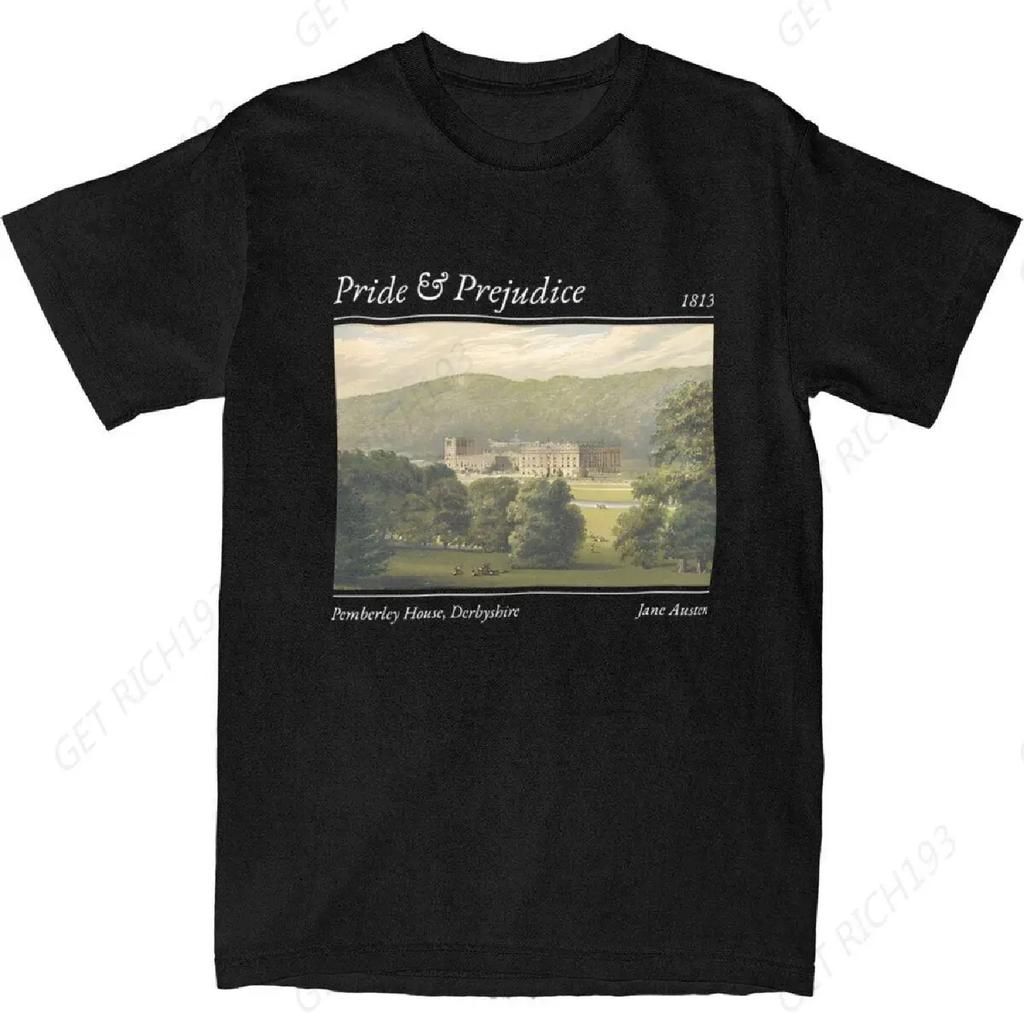 Pride And Prejudice Pemberley T Shirt Man Vintage 90s Y2K Fun 100 Cotton T-Shirts Round Neck Tee Shirt Hot Sale Oversized