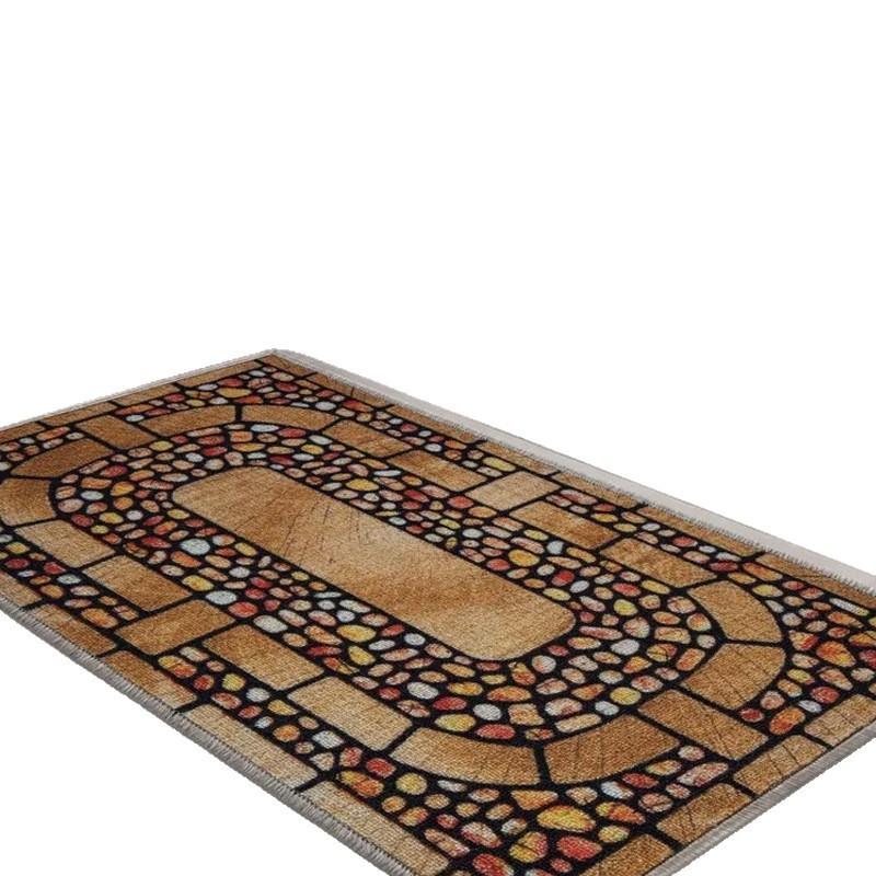 Modern Wood Grain Pebble Door Mat With Polyester Fabric For Home Entrance And Bathroom Use