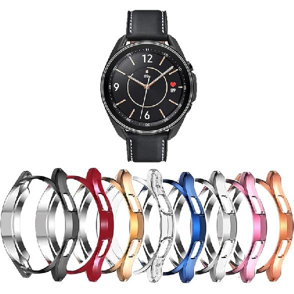 

E ECSEM Compatible with Samsung Galaxy Watch 4 Classic 42MM 46MM Case Soft Plated TPU Protective Bumper Cover Case for Galaxy Watch 4 Classic Galaxy Watch 4 Classic 46