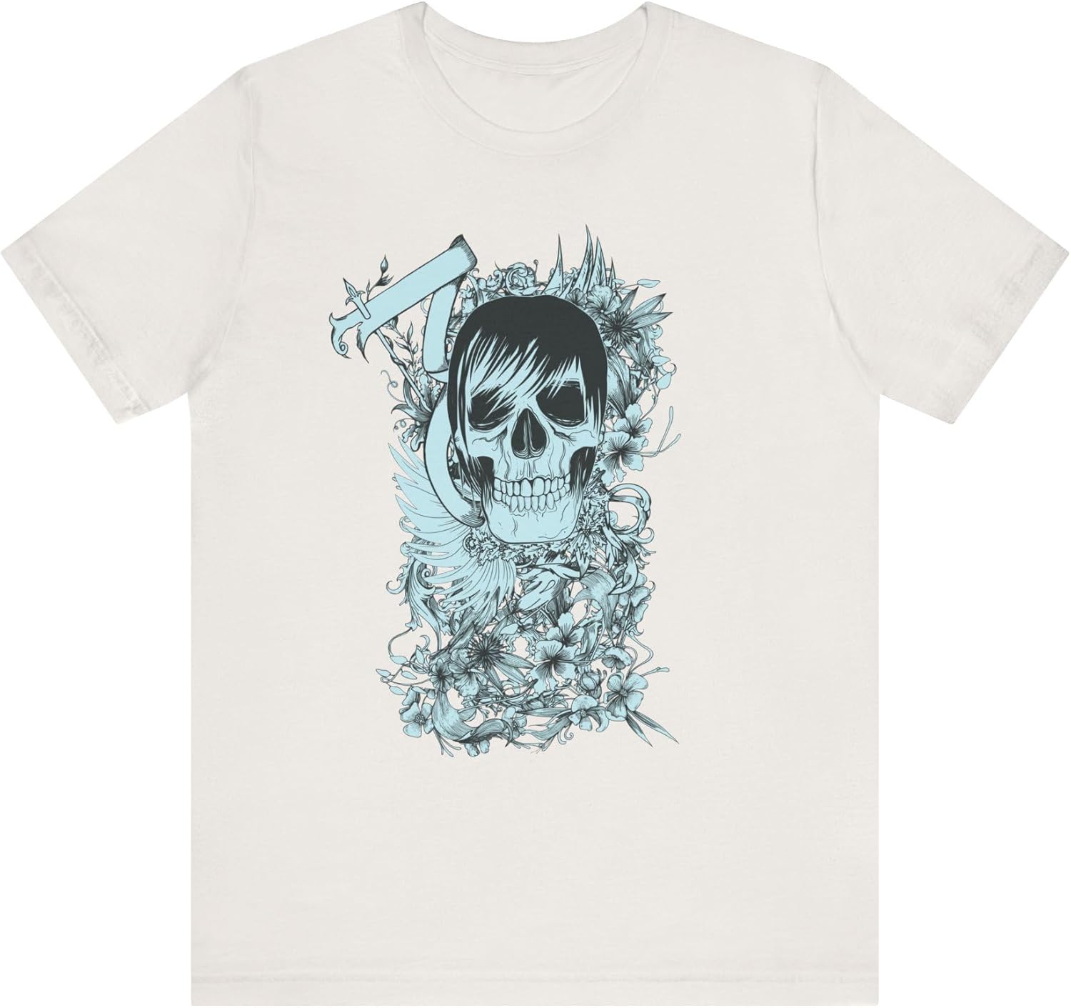 Sky Skull Graphic Design Tee, Skull Shirt, Vintage Tees, Art Design T-Shirt, Vintage Graphic Tee, Art Shirts with Skulls S