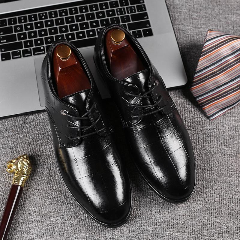 Модная мужская кожаная формальная обувь на шнуровке — фото 6