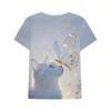 Summer Round Neck Cat Pattern 3D Print Top Fashionable Casual Short Sleeved Women's T-shirts