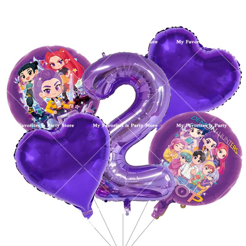 Kpop Demon Hunters Children Birthday Party Decoration Ball Number Digit 1-10 Balloon Set Baby Shower Supplies Gift Toy s Round Sensory Compression