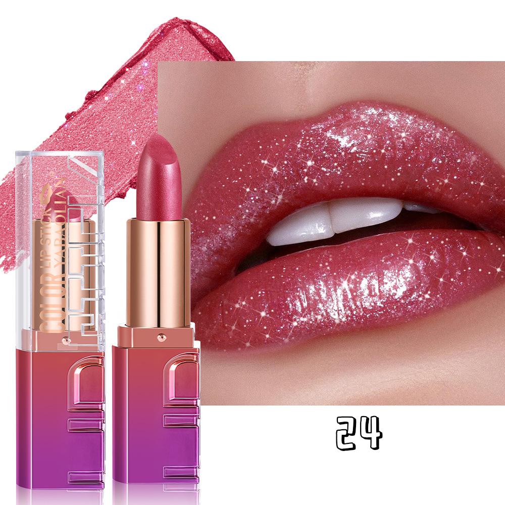 Shimmery Pearl Glossy Lipstick Gold Sparkles Ultra Pigmented Metallic Lip Tint Diamond Glam Luxury Bold Glitter Lip Makeup