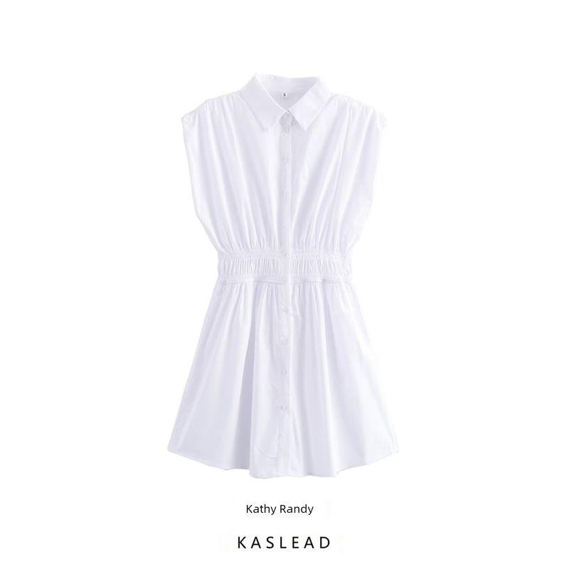 Kaslead New Arrival Women's Clothing Fashion Style Fashion Casual Simple Waist Fitted T-shirt Shory Style Dress