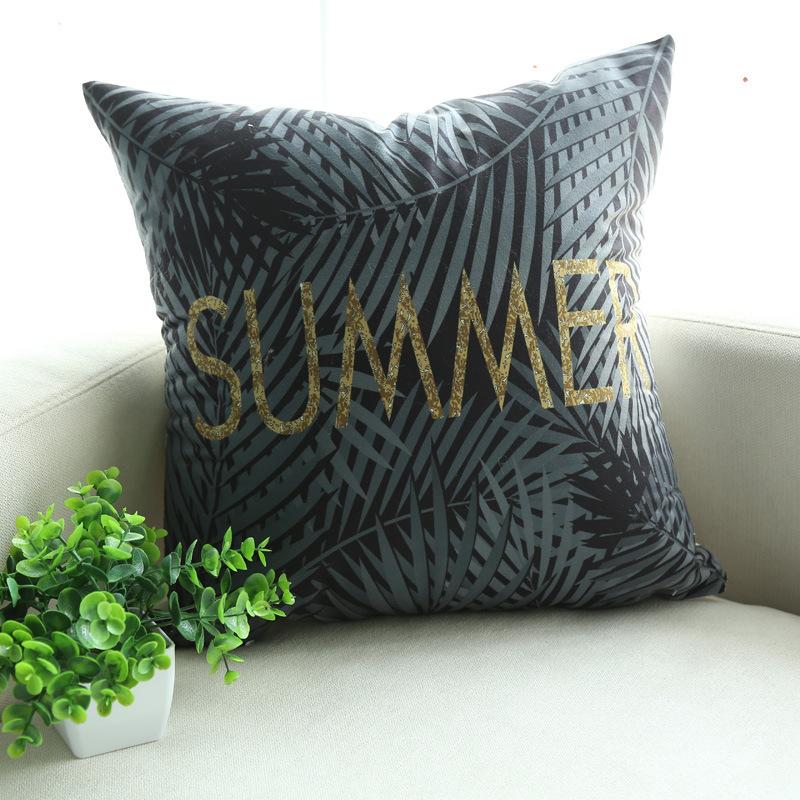 

Black Gold Print Summer Cushion Pillow Cover Soft Sofa Bedside Pineapple Geometric Cushion Cover Tatami Seat Cushion Cover 45*45cm