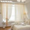 1ks NAPEARL 10-20% zatemnění Francouzský retro jednobarevný dutý diamantový mřížkový okraj Průsvitný závěs pro obývací pokoj Ložnice Balkon Domácí Dekor