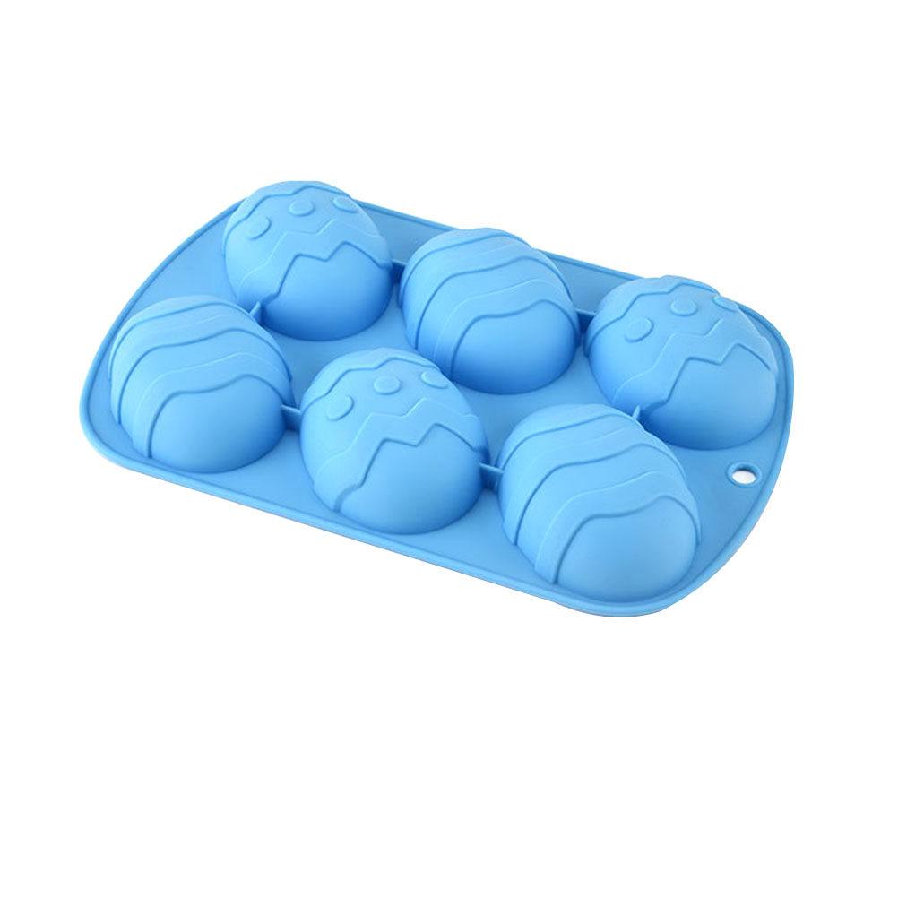 

6 Cup Easter Egg Cake Pan Red Silicone Mold Non Stick Heat Resistant Baking Tray for Microwave Oven Freezer Dishwasher Use червоний